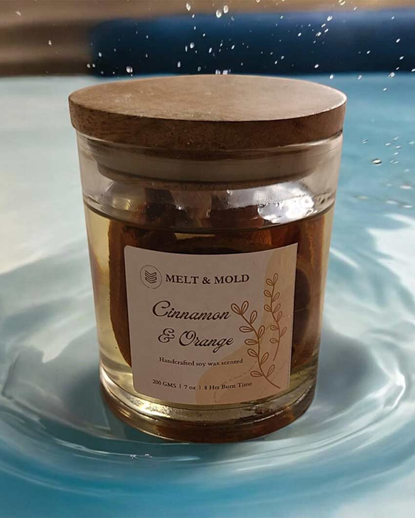 Cozy Evenings Orange & Cinnamon Scented Jar Soy Wax Candle | Single | 10.2 x 7.6 cm / 4 x 3 inches