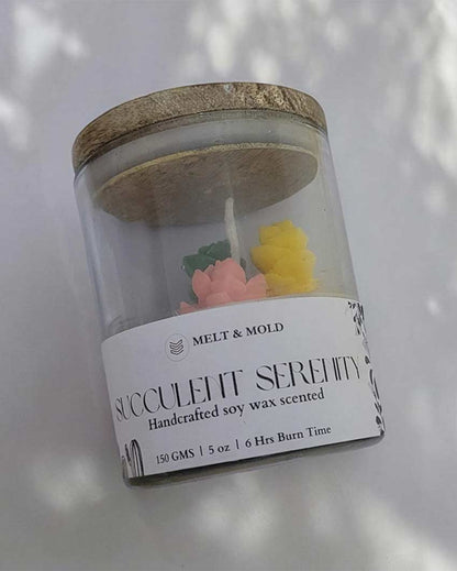 Nature Lovers Succulent Serenity Jar Soy Wax Candle | 10.2 x 7.6 cm / 4 x 3 inches