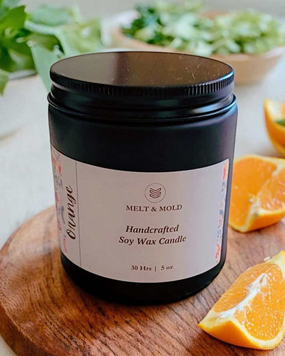 Citrus Zest Orange Jar Scented Soy Wax Candle | 10.2 x 7.6 cm / 4 x 3 inches