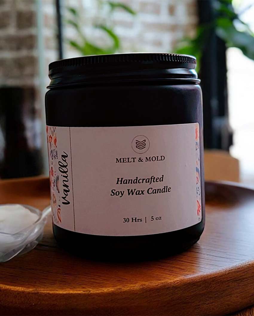 Sweet Aroma Vanilla Jar Scented Soy Wax Candle | 10.2 x 7.6 cm / 4 x 3 inches