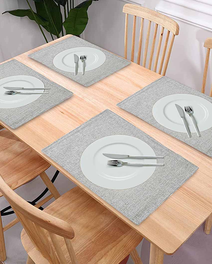 Solid Design Jute Black Dining Table Mats | Set Of 4 | 18 X 12 Inches