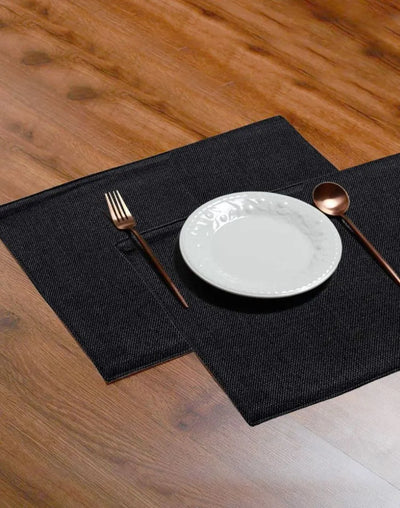 Traditional Jute Dining Table Mats | Set Of 6 | 18 X 12 Inches