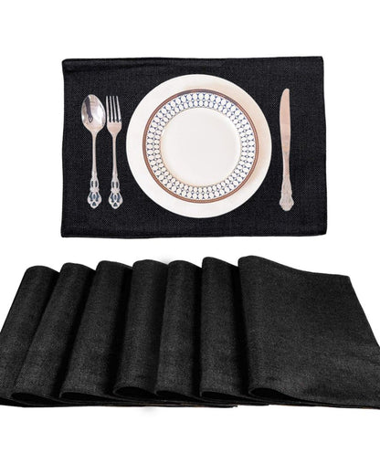 Classy Design Jute Dining Table Mats | Multiple Colors | Set Of 8 | 18 x 12 Inches