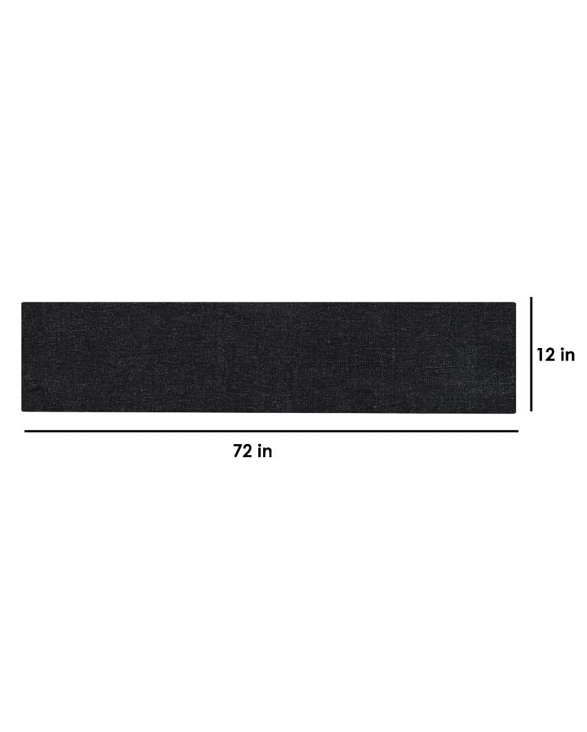 Plain Jute 6 Seater Table Runner | 12 X 72 Inches | Single Black