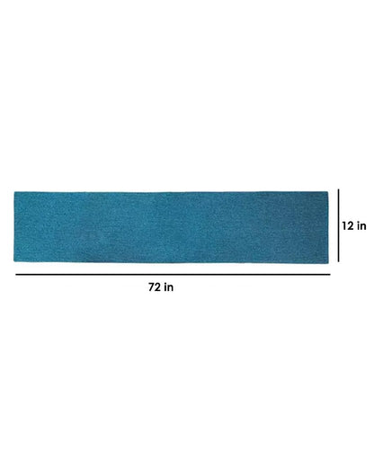 Plain Jute 6 Seater Table Runner | 12 X 72 Inches | Single Blue