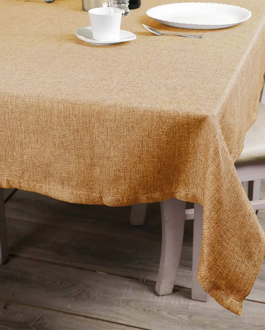 Texturred Plain Jute 6 Seater Table Cover | 50X75 inches Beige