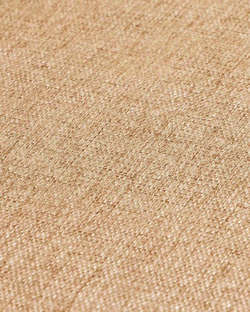 Texturred Plain Jute 6 Seater Table Cover | 50X75 inches Beige