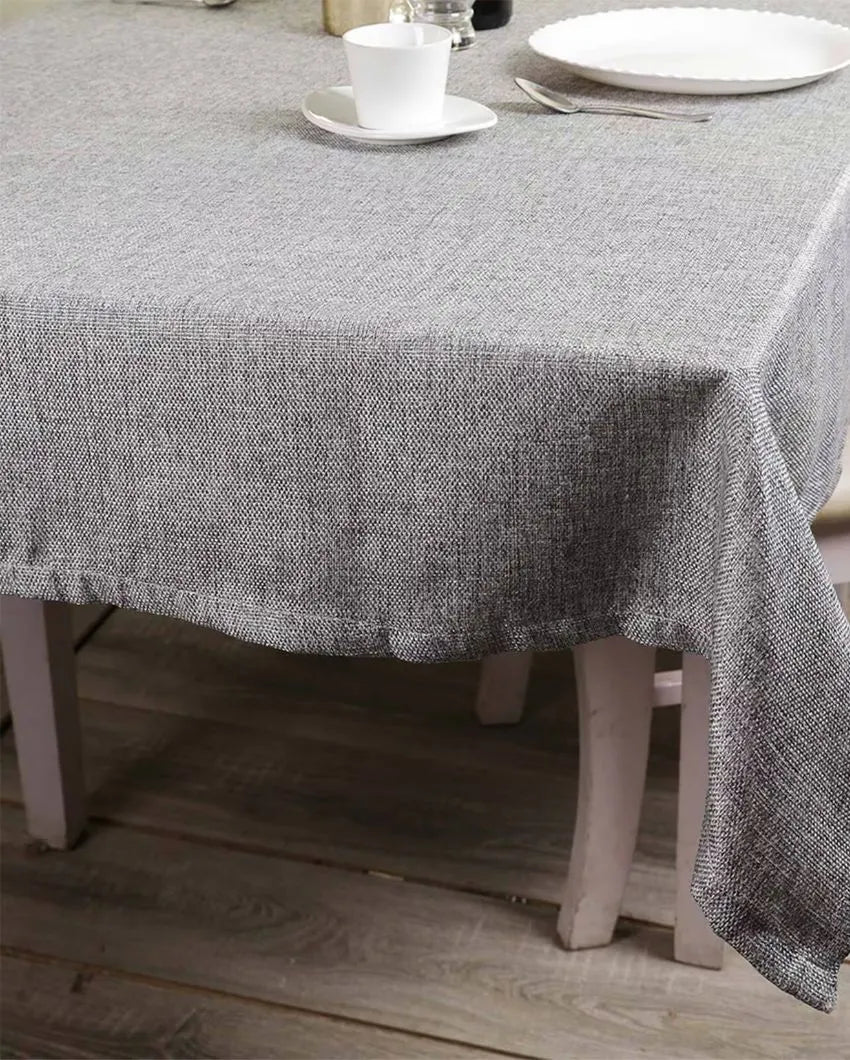 Texturred Plain Jute 6 Seater Table Cover | 50X75 inches Grey