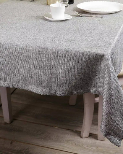 Texturred Plain Jute 6 Seater Table Cover | 50X75 inches Grey