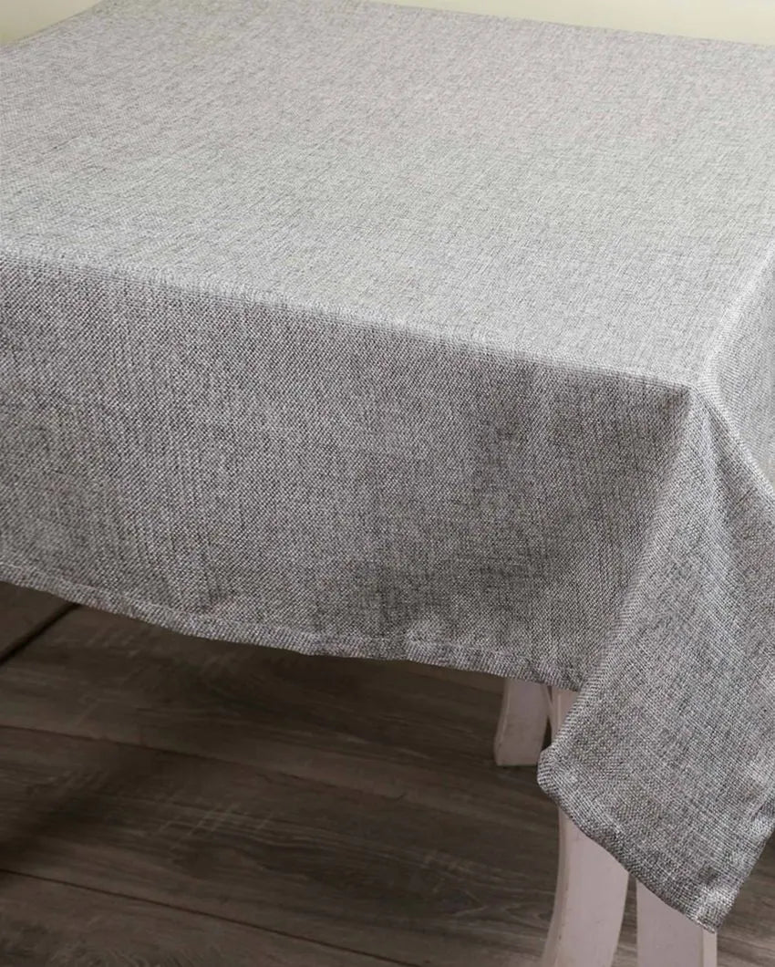 Texturred Plain Jute 6 Seater Table Cover | 50X75 inches Grey