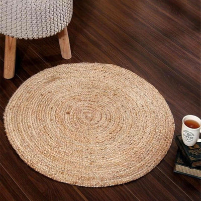 Round Hand Braided Jute Area Rug | 35 Inches