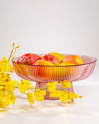 Beautiful Pink Durable Glass Fruit Bowl