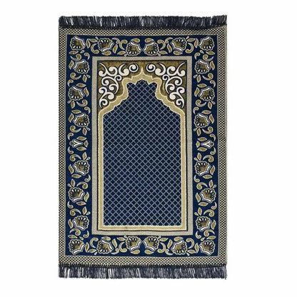 Floral Printed Chenille Janamaz Prayer Floormat | 42 x 27 inches