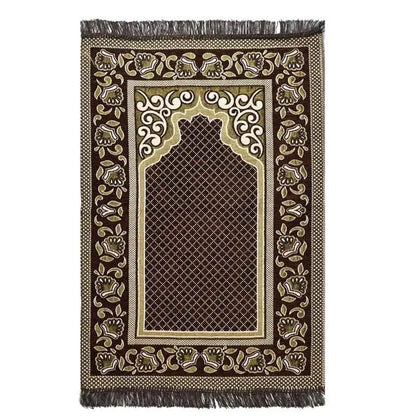 Floral Printed Chenille Janamaz Prayer Floormat | 42 x 27 inches