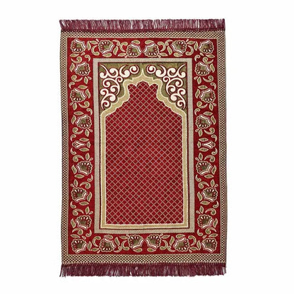 Floral Printed Chenille Janamaz Prayer Floormat | 42x27 inches