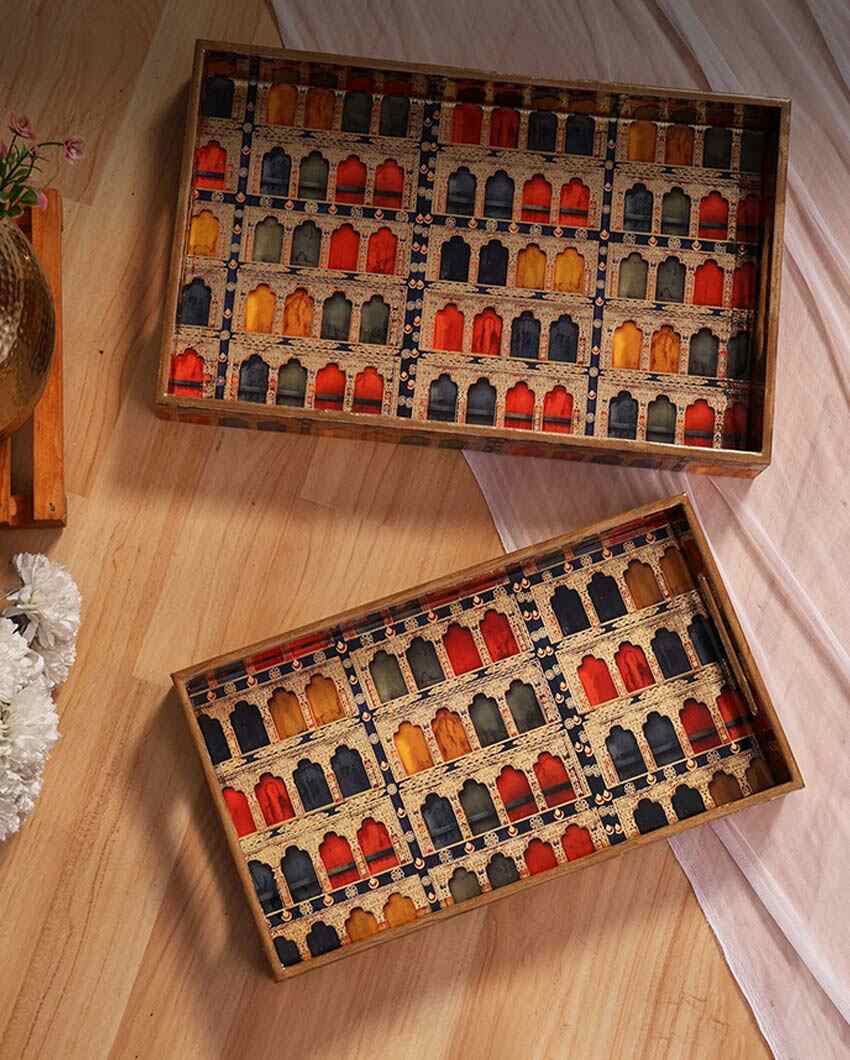 Jharokha Serving Mdf Trays | Set Of 2