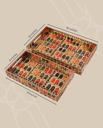 Jharokha Serving Mdf Trays | Set Of 2