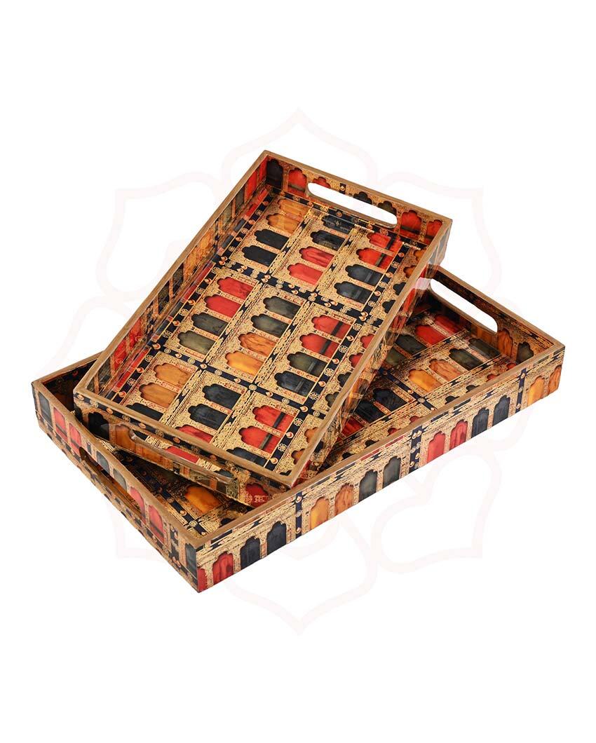 Jharokha Serving Mdf Trays | Set Of 2