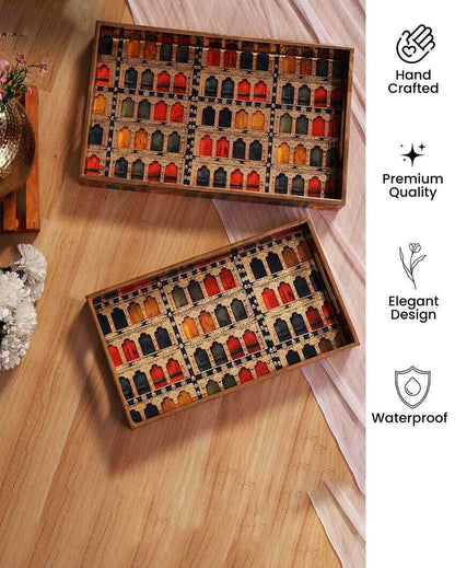 Jharokha Serving Mdf Trays | Set Of 2