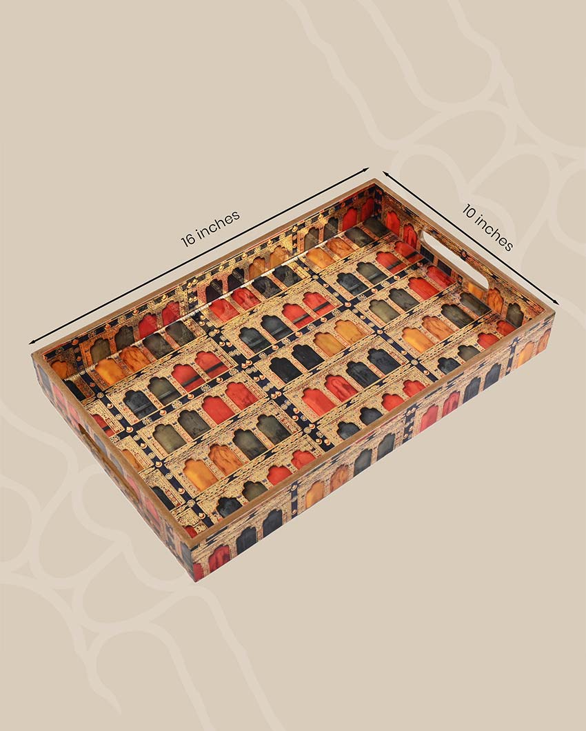 Elegant Large Jharokha Serving Mdf Tray | 16 x 10 x 2 inches