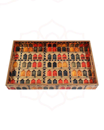 Elegant Large Jharokha Serving Mdf Tray | 16 x 10 x 2 inches