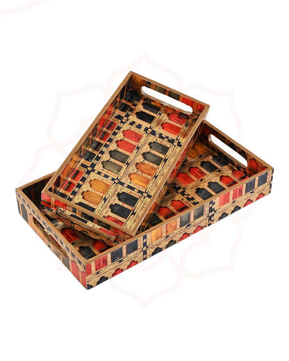 Beautiful Jharokha Serving Mdf Tray | Set Of 2