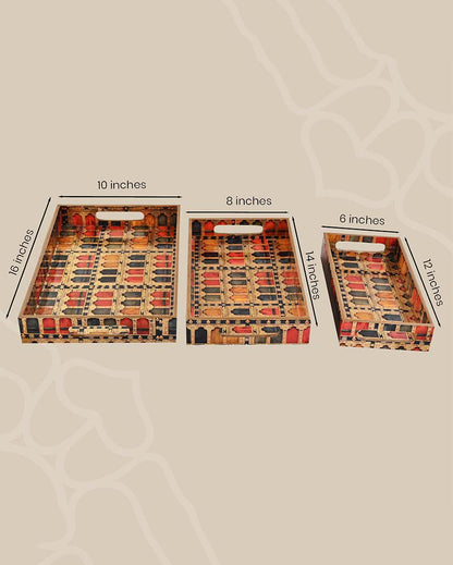 Jharokha Serving Mdf Trays | Set Of 3