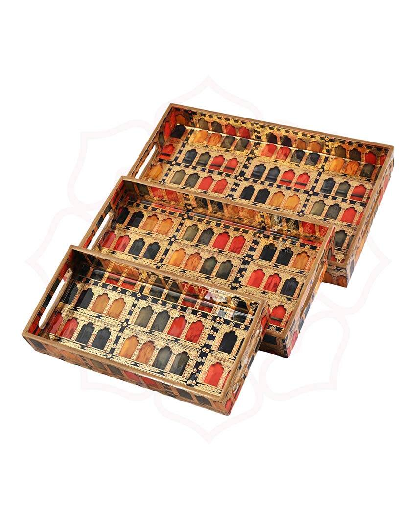 Jharokha Serving Mdf Trays | Set Of 3