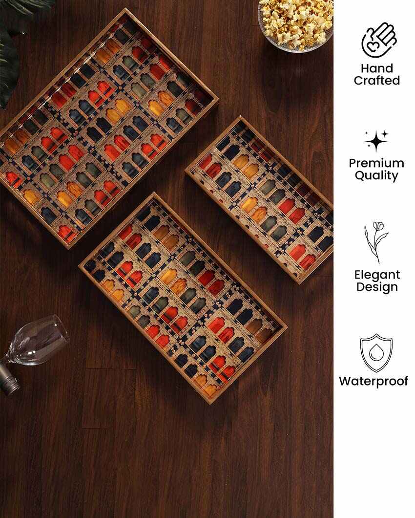 Jharokha Serving Mdf Trays | Set Of 3