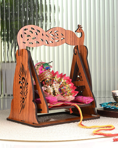 Peacock Design Wooden Jhula | 6 x 5 x 9 inches | 'Only Jhula'