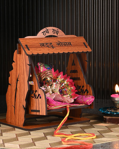 Laddu Gopal Wooden Jhula | 7 x 6 x 9 inches | 'Only Jhula'