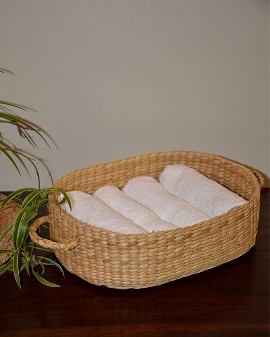 Classy Natural Kauna Oval Utility & Gift Handled Basket Tray