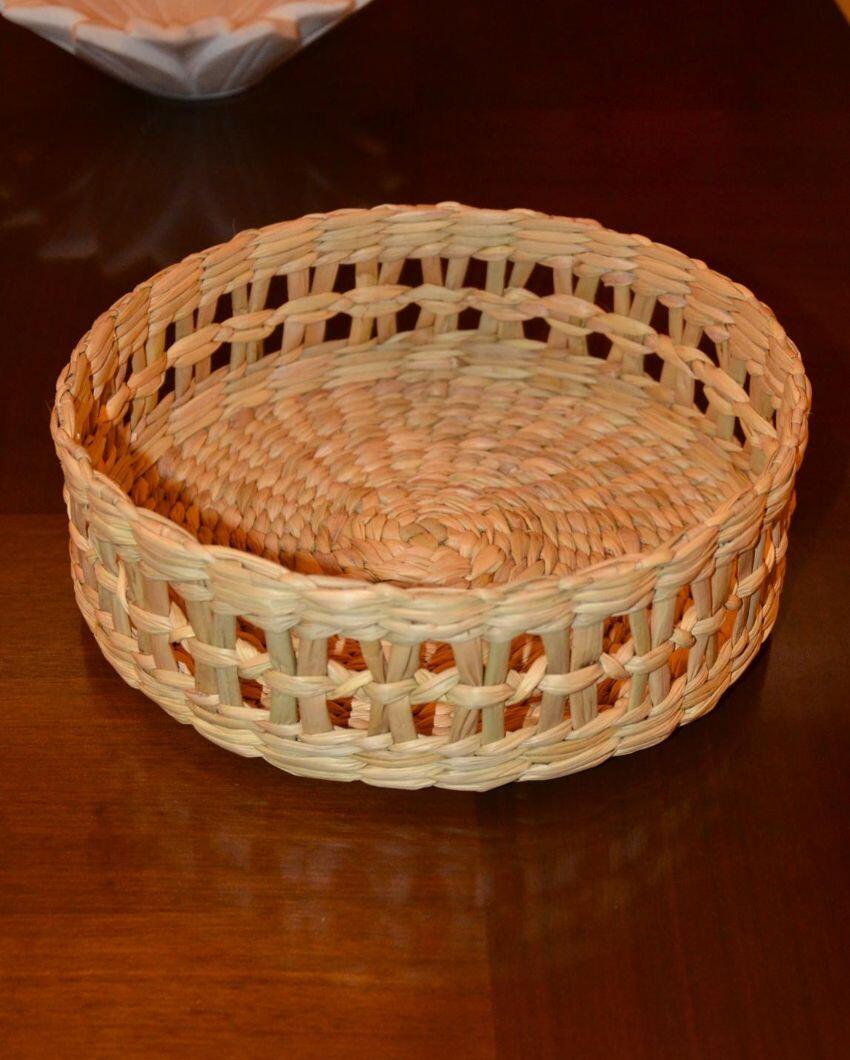 Versatile Beige Kauna Round Utility Basket | 9 x 3 inches