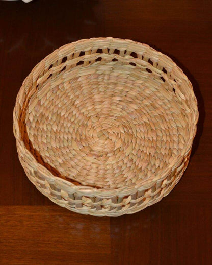 Versatile Beige Kauna Round Utility Basket | 9 x 3 inches