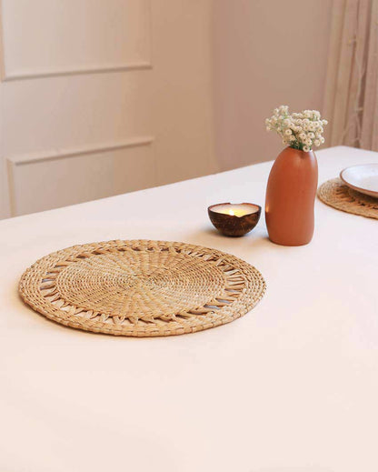 Kauna Natural Round Placemats  | Set of 2 | 13 inches