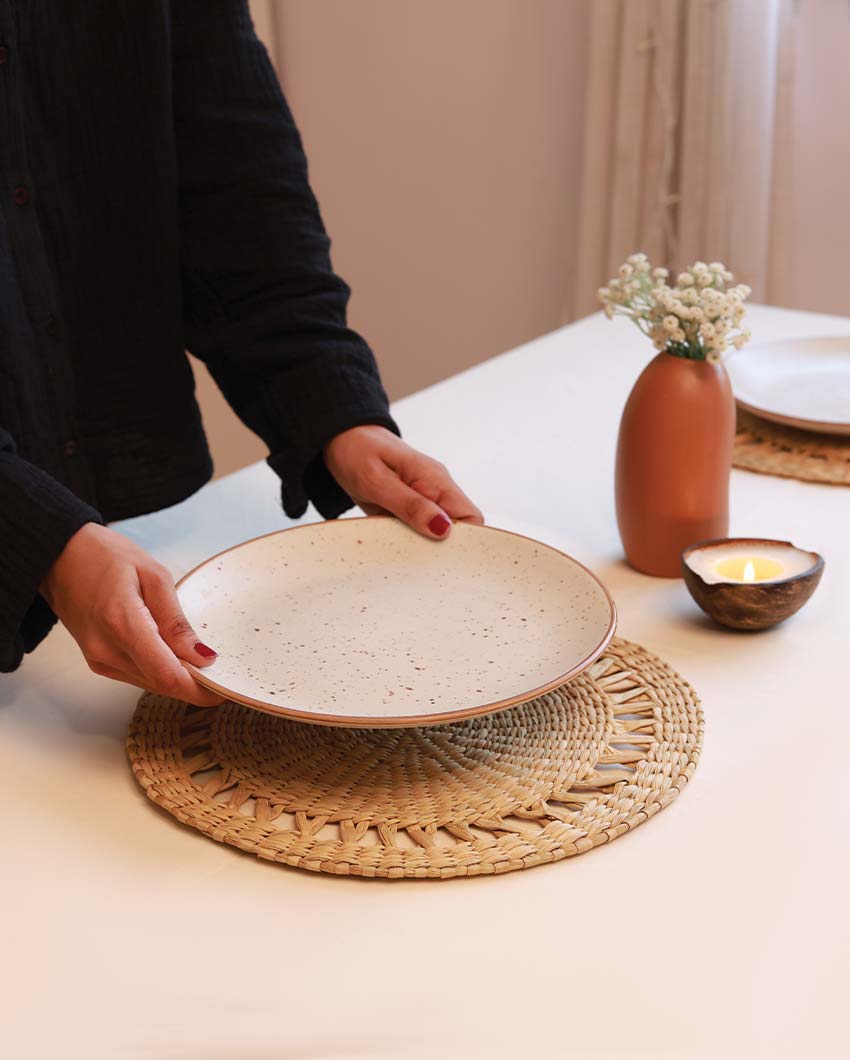 Kauna Natural Round Placemats  | Set of 2 | 13 inches