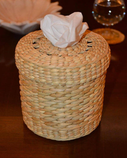 Rustic Beige Kauna Round Tissue Box | 5 x 5 inches