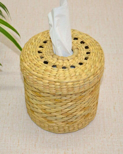 Rustic Beige Kauna Round Tissue Box | 5 x 5 inches