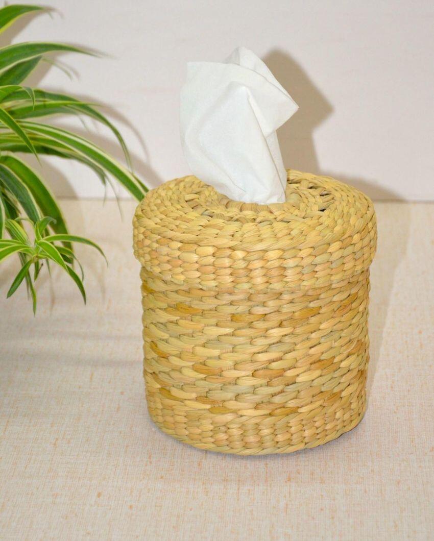 Rustic Beige Kauna Round Tissue Box | 5 x 5 inches