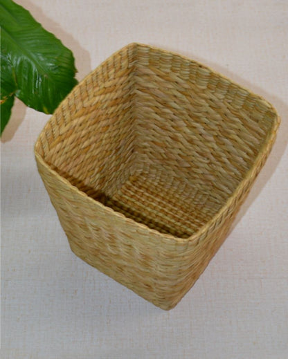 Square Shaped Kauna Waste Paper Basket