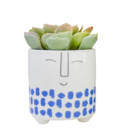 Ceramic Plant Pot with Blue Happy Face Design Default Title