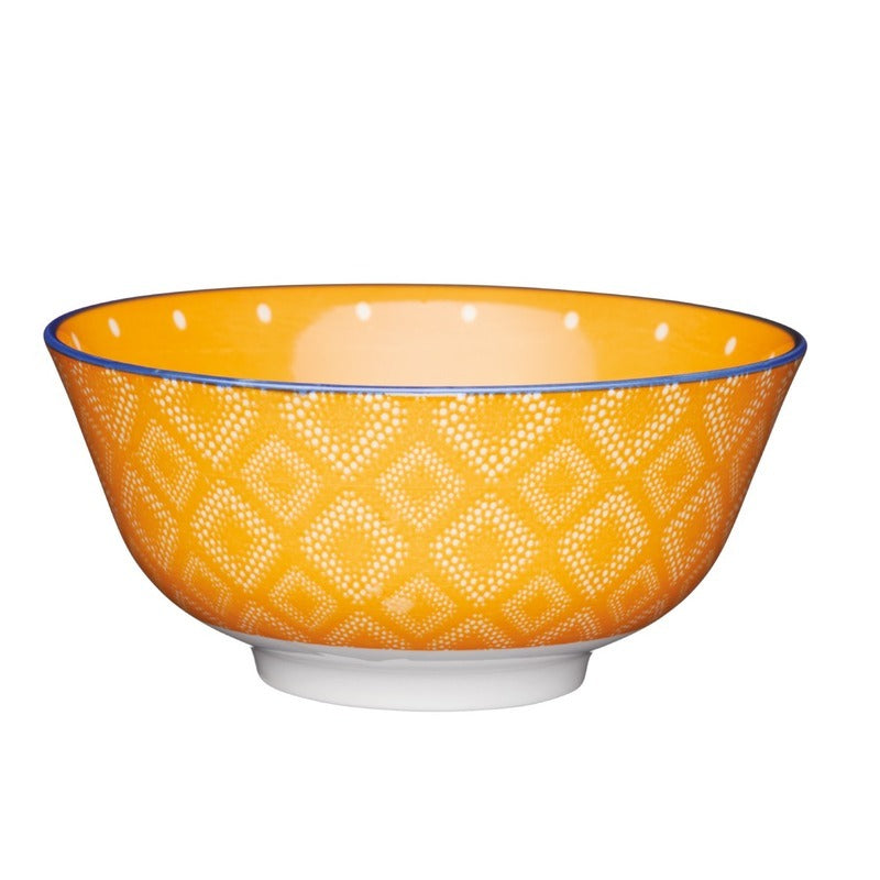 Glazed Stoneware Orange Spot Floral Bowl Default Title