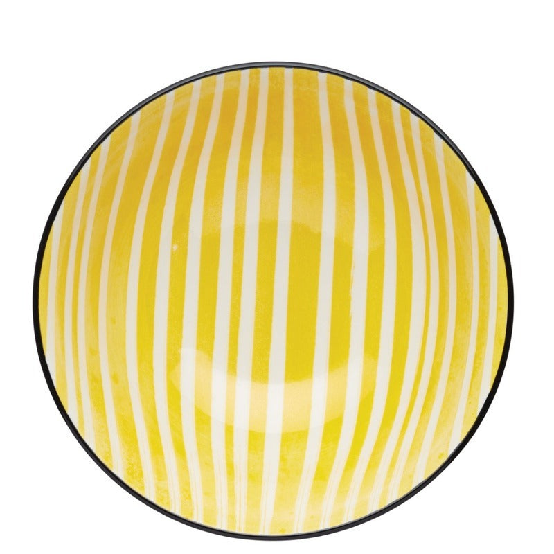 Moroccan Style Yellow Stripe Ceramic Bowl Default Title