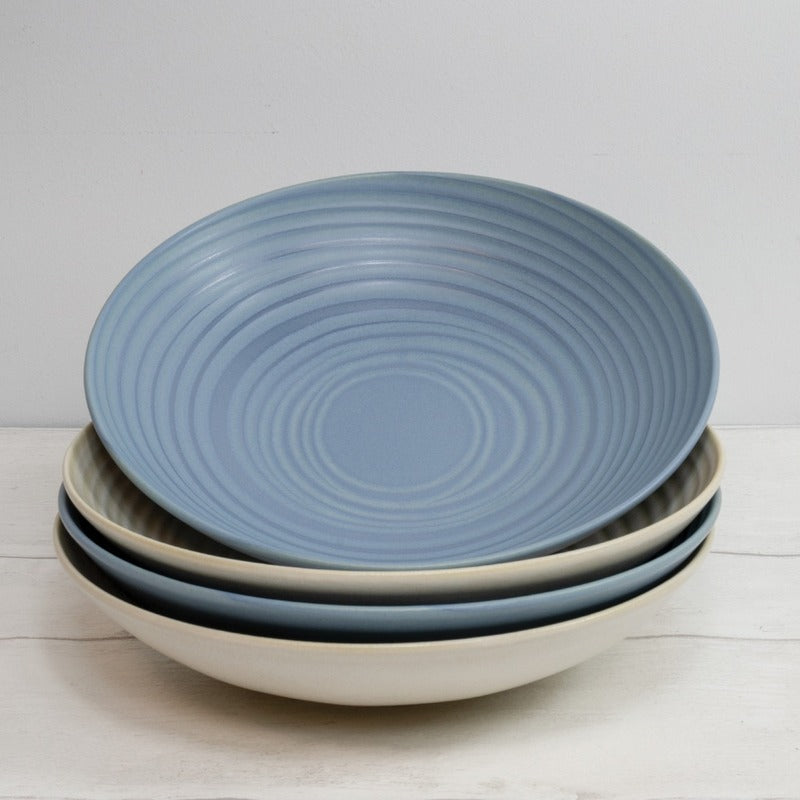 Stoneware Coupe Bowls | 9 Inch | Set of 4 Blue