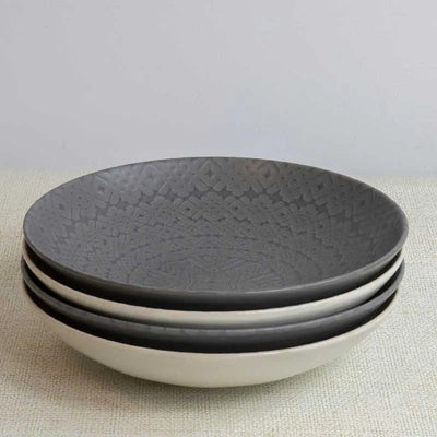 Stoneware Coupe Bowls | 9 Inch | Set of 4 Black