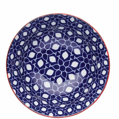 Blue Floral Geometric Print Ceramic Bowl Default Title