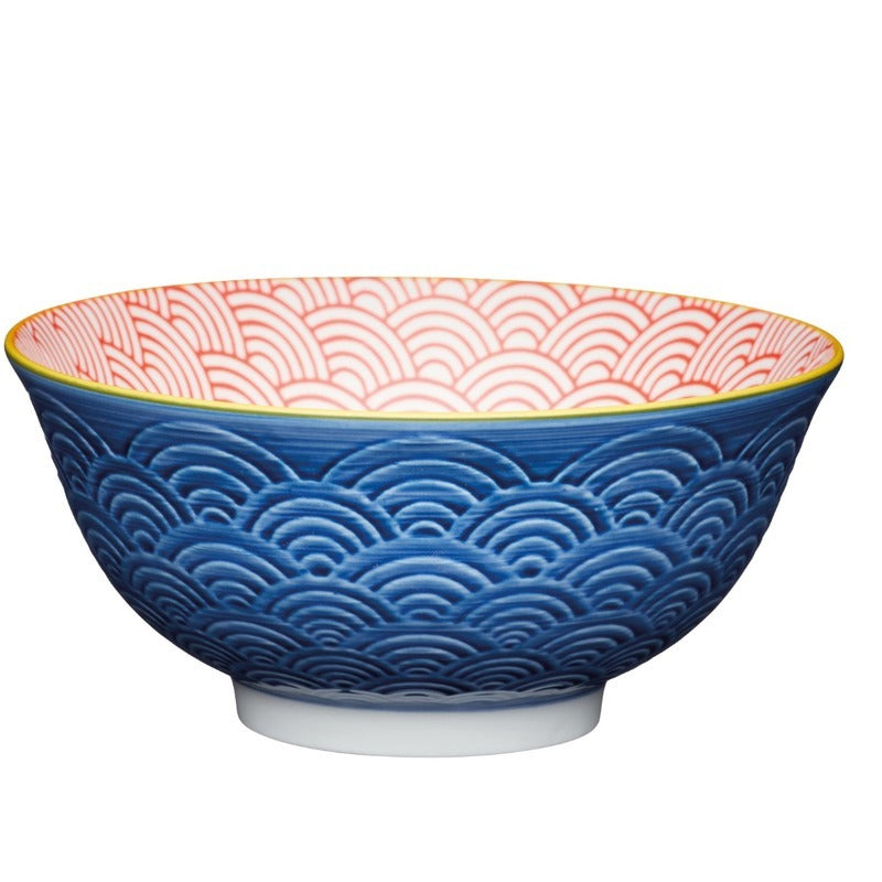 Blue Arched Pattern Ceramic Bowl Default Title