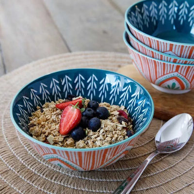 Colourful Folk Pattern Ceramic Bowls Default Title