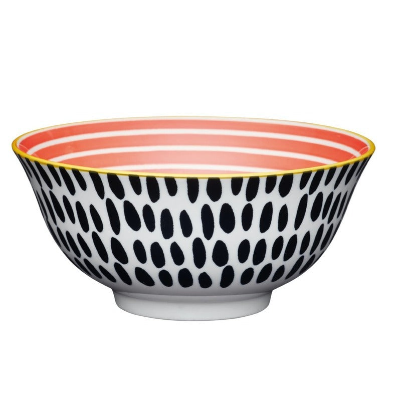 KitchenCraft Glazed Stoneware Red Spots Serving Bowl | 6 x 3 inches - Dusaan