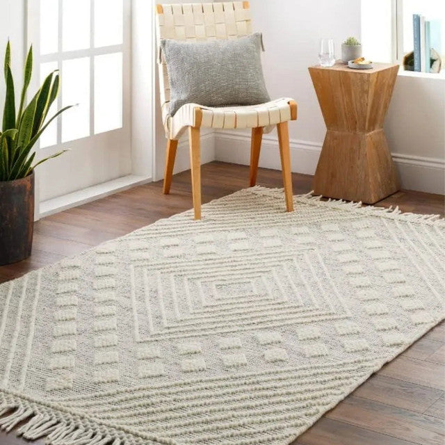 Kilim Hand Woven Dhurrie Jute Rug Rustic and Natural | Ivory | 4 x 6 Feet